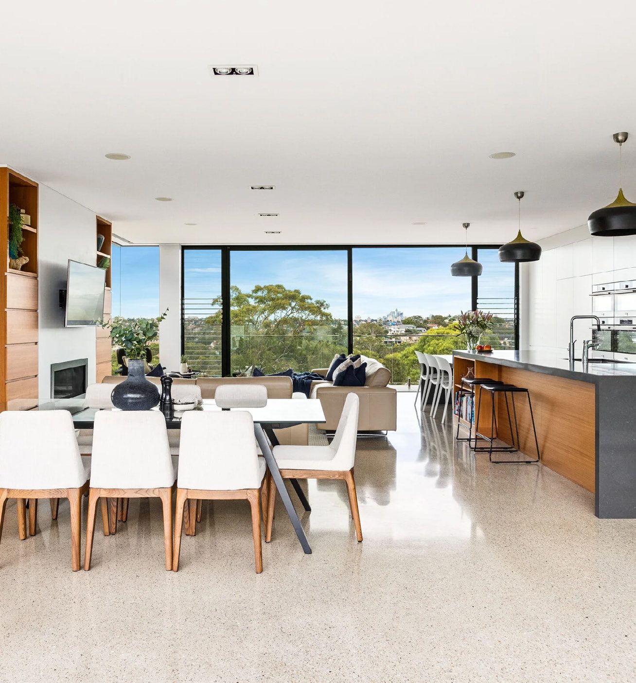 Open plan living in a high-end new home